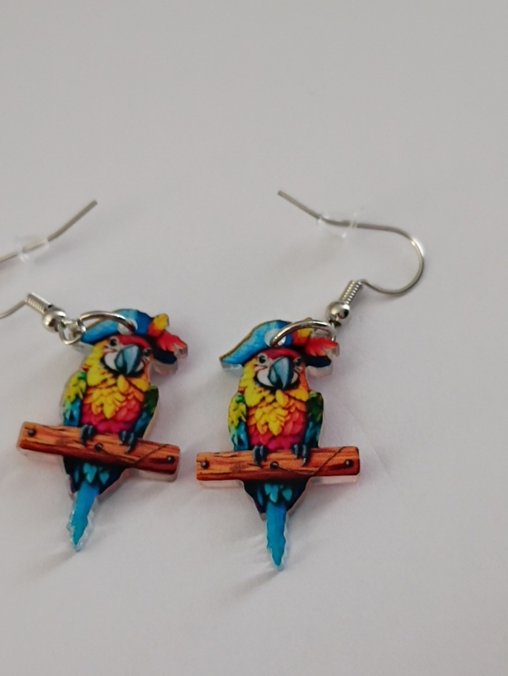 Tropical Multicolor Parrot Dangle Earrings - Vibrant Blue, Yellow & Red